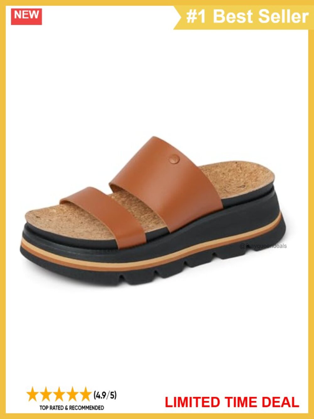 Platform Sandals with Vegan Leather Straps and Cushioned Footbed